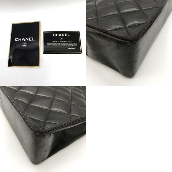 Chanel Matelasse Chain Shoulder Bag Tote Bag Coco Mark Vintage Lambskin Black - Picture 10 of 10